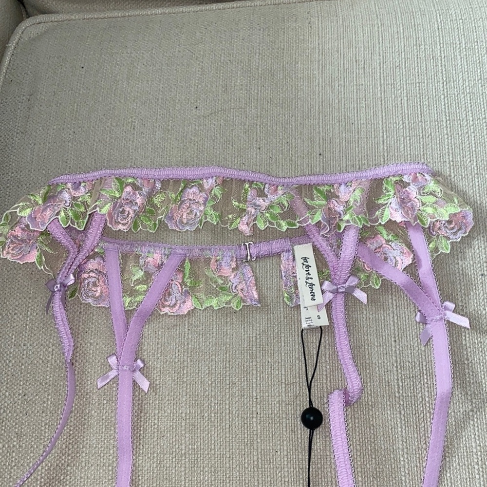 For Love and Lemons Purple Floral Garter Belt NWT Size Small
